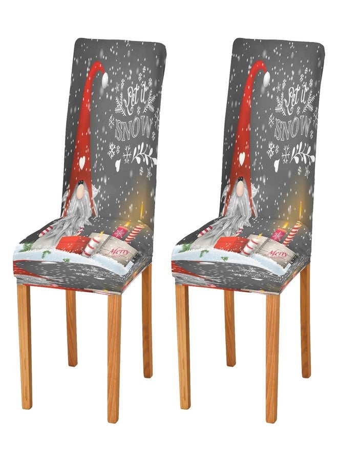 Eionryn Christmas Gnome Tomte Winter Snowflakes Dining Room Chair Covers Xmas Candles Gift Boxes Chair Slipcovers Seat Protector Removable Washable Chair Cover For Home Kitchen Restaurant Hotel 4pcs - Image 1